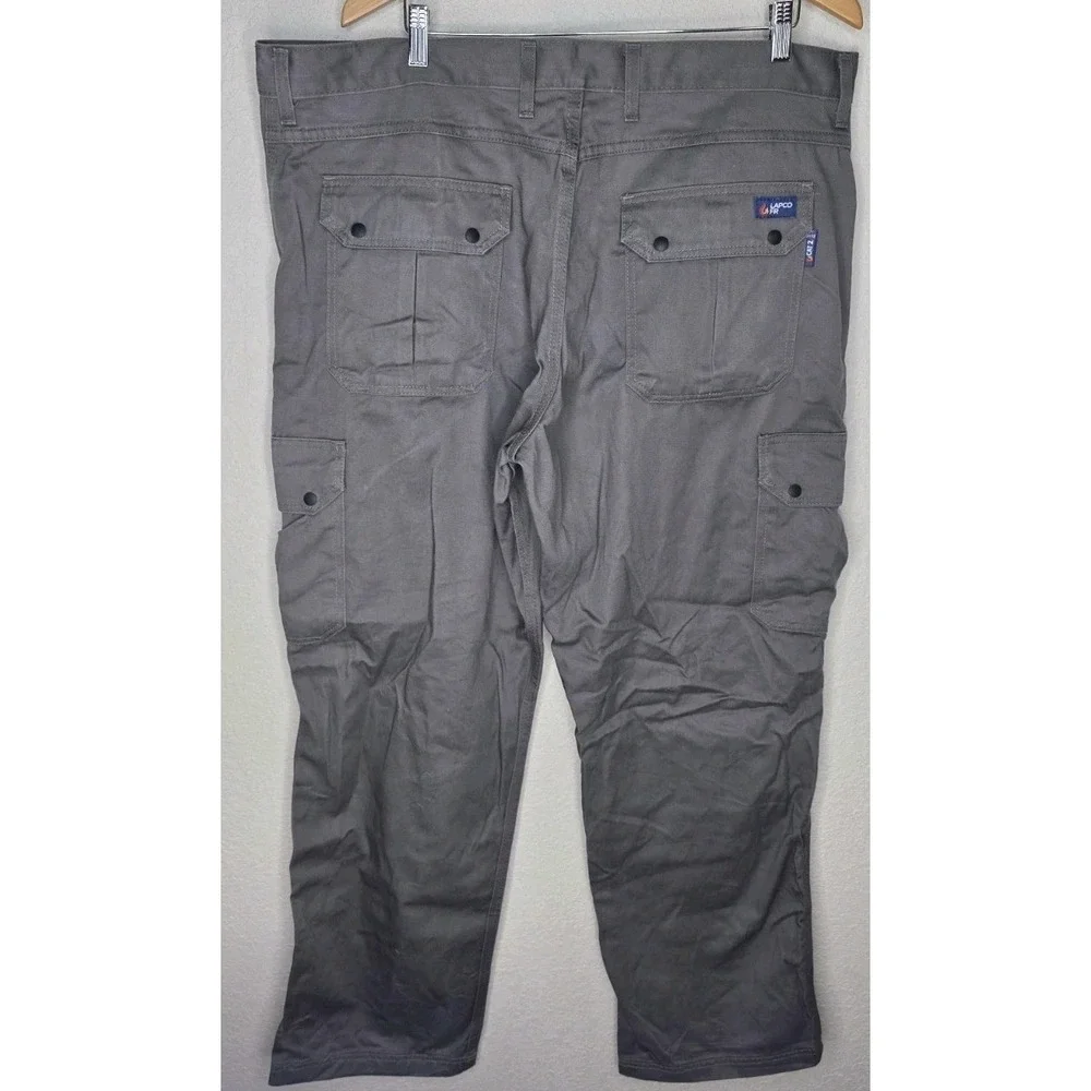 Lapco Men 40x34 Fire Resistant Reinforced Straight Cargo Work Pants Gray Pockets